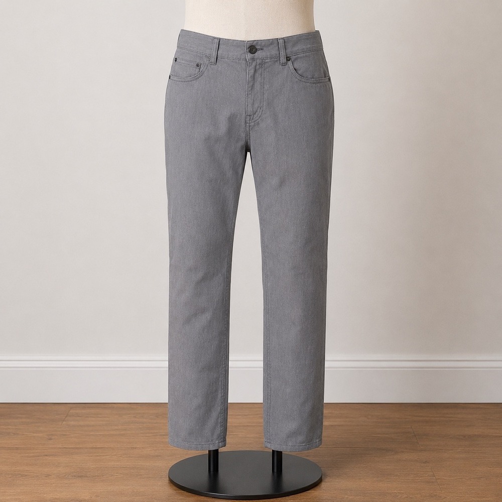 Peter Millar Mens 35 Grey 5-Pocket Pants Heathered Straight Leg Trousers